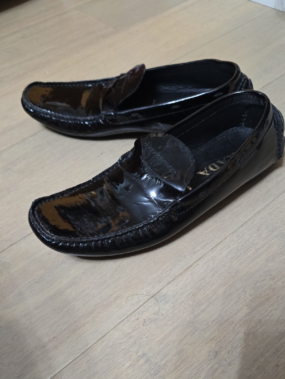 Prada Black Patent Leather Penny Loafers 36.5 - Picture 3 of 8